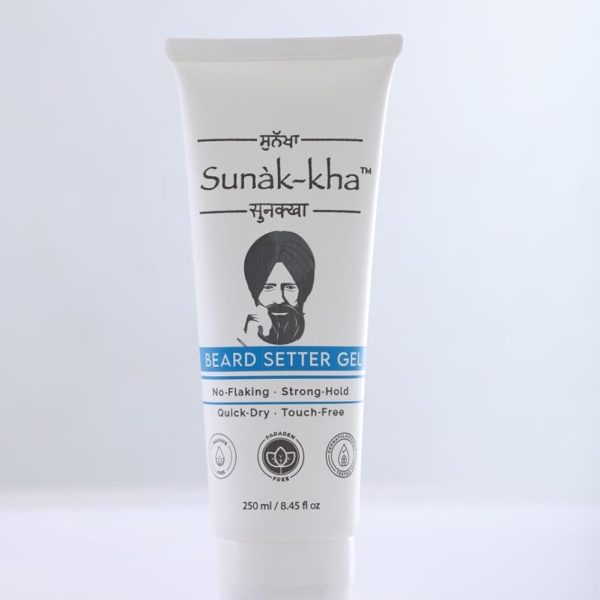 Sunakkha Beard Setter Gel Pack of 1 (250ml)| No Flakes | Beard Fixer for Sikh Men | Long Lasting Extra Strong Hold | Non Messy, Great Fragrance | Sulfate Free | Paraben Free