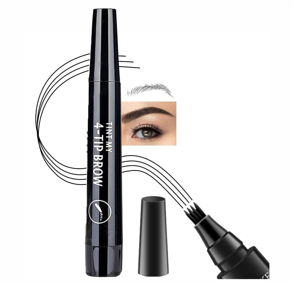 BOGOTA Eyebrow Pen | Eyebrow Tattoo Pen | Eyebrow Pencil Makeup | Long Lasting, Waterproof and Smudge-proof | 4 Tip Microblade Eyebrow Pen for Denser & Fuller Eyebrows - Black
