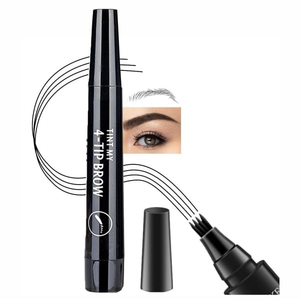 BOGOTA Eyebrow Pen | Eyebrow Tattoo Pen | Eyebrow Pencil Makeup | Long Lasting, Waterproof and Smudge-proof | 4 Tip Microblade Eyebrow Pen for Denser & Fuller Eyebrows - Black