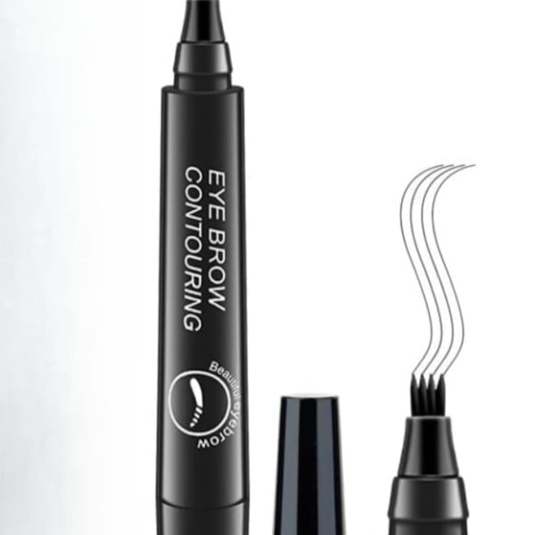 4-Tip Microblading Eyebrow Pen – Waterproof, Long-Lasting Eyebrow Pencil with Micro-Fork Tip for Flawless, Natural-Looking Brows (Eyebrow pen - Black)