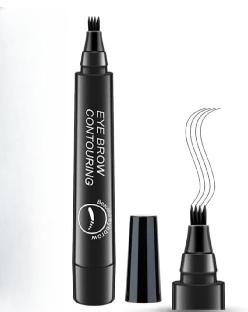 4-Tip Microblading Eyebrow Pen – Waterproof, Long-Lasting Eyebrow Pencil with Micro-Fork Tip for Flawless, Natural-Looking Brows (Eyebrow pen - Black)