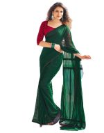 SIRIL Women's Dyed Jacquard Embroidery Work Georgette Saree with Unstitched Blouse
