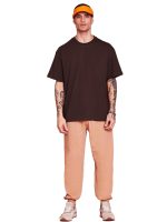 LEOTUDE Men Half Sleeve Round Neck Cottonblend Oversized Tshirts (Colour: Brown) - Image 5