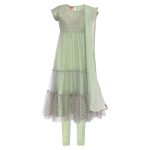 BIBA Girls Round Neck Sequined Churidar Suit