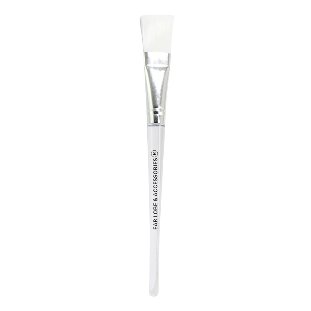 [Ear Lobe & Accessories] Transparent Handle Face Pack/Mask Applying Brush with Ultra Soft Nylon Bristles Tip, White, 17 X 2 cm - Pack of 1