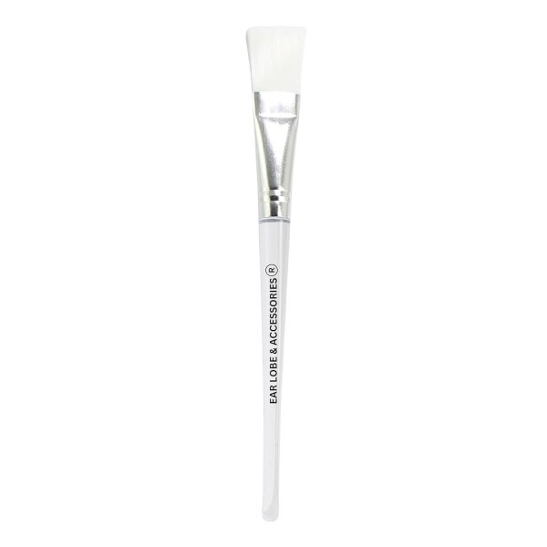 [Ear Lobe & Accessories] Transparent Handle Face Pack/Mask Applying Brush with Ultra Soft Nylon Bristles Tip, White, 17 X 2 cm - Pack of 1