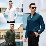 CB-COLEBROOK Mens Stylish Solid Silk Satin Casual Dress Shirts for Men Shiny Long Sleeve Button Down Shirt Party Prom Wedding Shirt for Mens - Image 8
