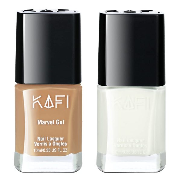 KAFI French Manicure Set - Non-Toxic, Long Lasting, High Shine, Vegan, 10-Free Formula Professional Use(Cosmic Latte)