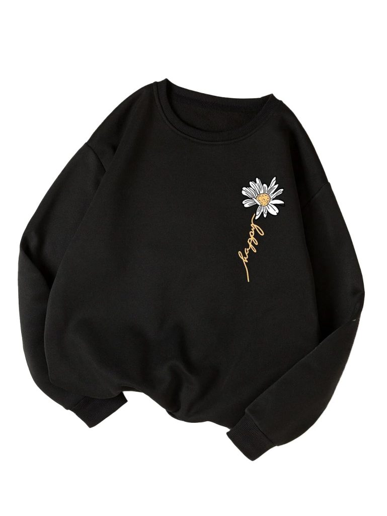 KOTTY Women Fleece Full Sleeve Crew Neck Pinted Sweatshirt