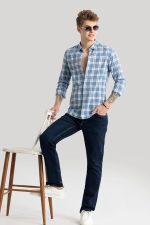 Men's Cotton Casual Checked Classic Collar Slim Fit Shirt - Image 5