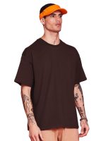 LEOTUDE Men Half Sleeve Round Neck Cottonblend Oversized Tshirts (Colour: Brown) - Image 3