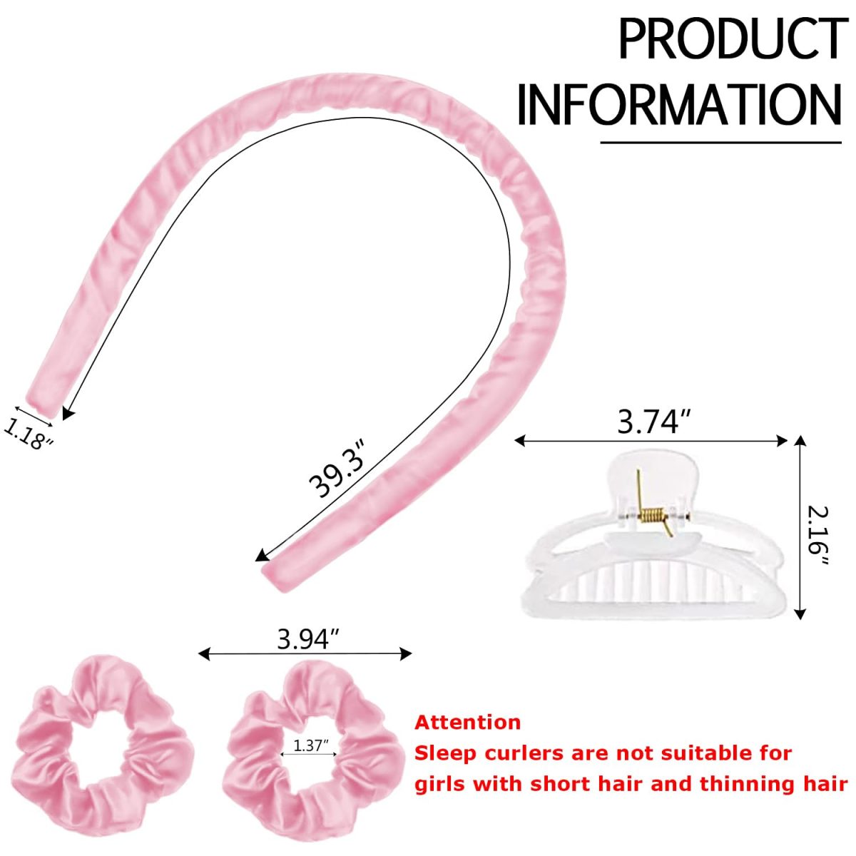 Women Heatless Curling Rod Headband, No Heat Curl Ribbon with Hair Clips and Scrunchie, Sleeping Curls Silk Ribbon Hair Rollers - Image 3