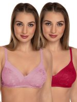 DAISY DEE Women Lace Pattern Printed Full Coverage Non-Padded Seamless Wire-Free Full Support Regular Cotton Bidal/T-Shirt Bra - NVLR