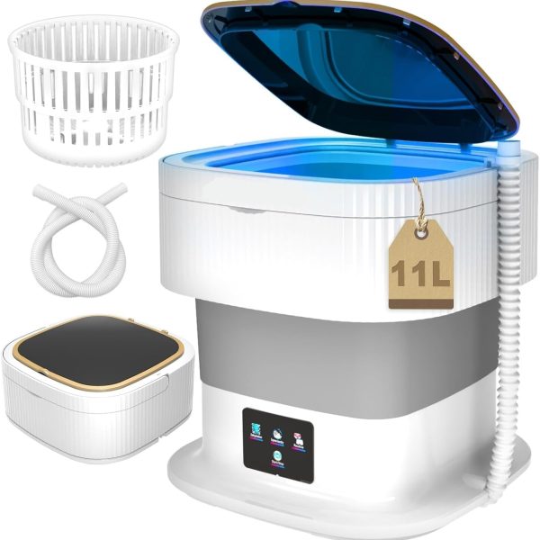 SeMi AuToMaTiC FoLdInG 11L SmAlL MiNi WaShInG MaChInE WiTh DrYeR DeEp CLeAnInG FoR UnDeRwEaR WaShINg MaChInE ClOtHeS WaShEr (WQ4)