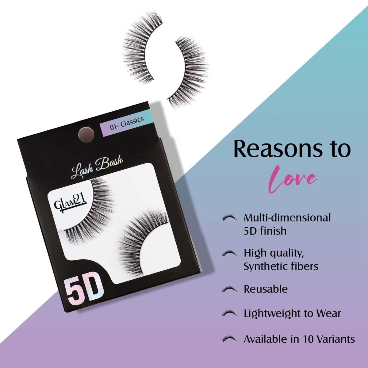 Glam21 Lash Bash Eyelashes - 5D Fake Eyelashes, False Eyelashes for Eye, 1 Pair, Natural & Soft - SLAYY - Image 5