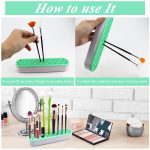 MAYCREATE® Silicone Makeup Brush Holder Organizer Multi Slots Desktop Makeup Brushes Storage Stand Make Up Brush Drying Holder for Dressing Table - Green, Space Saving - Image 5