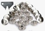Lauris Cricket Shoe Spare Spikes Mens Full Metal Replaceable Nails | Pack of 22 Pieces Metal Tighter Key | For Cricket Shoes Shoe Replacement Nails, Silver, 8 mm - Image 2
