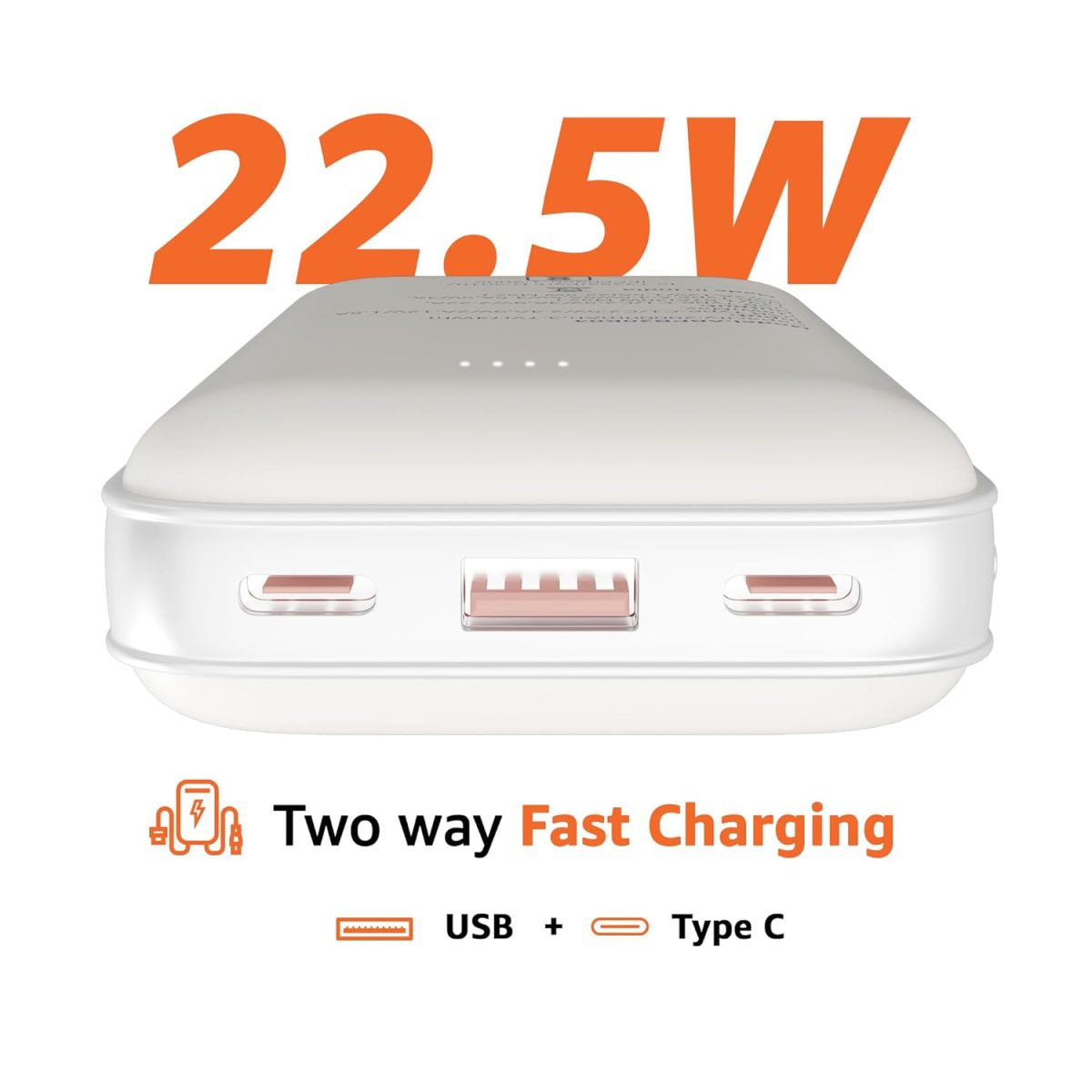 Amazon Basics 20000 mAh 22.5W Ultra Fast Charging Power Bank | Type C Power Delivery (Input & Output) | Quick Charge | Two-Way Fast Charging (White) - Image 5