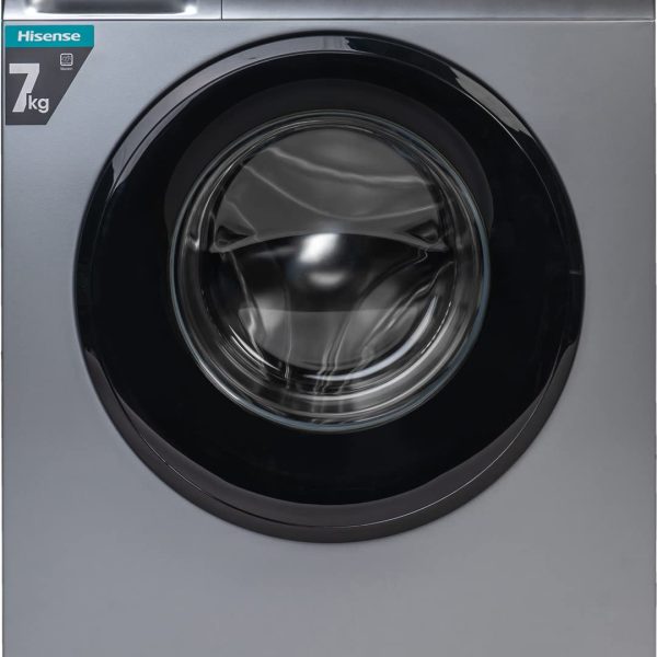 Hisense 7.0 Kg Fully-Automatic Front Loading Washing Machine (WFVB7012MS, Silver, Steam Wash, Built in Heater ), ‎Silver
