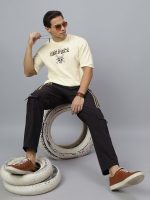 CrazyBee Mens Branded Oversized Anime Back Printed Off-White Half Sleeve Cotton T-Shirt for Mens ||Printing Tshirts for Men || Oversized t Shirts for Men|| ONE Piece