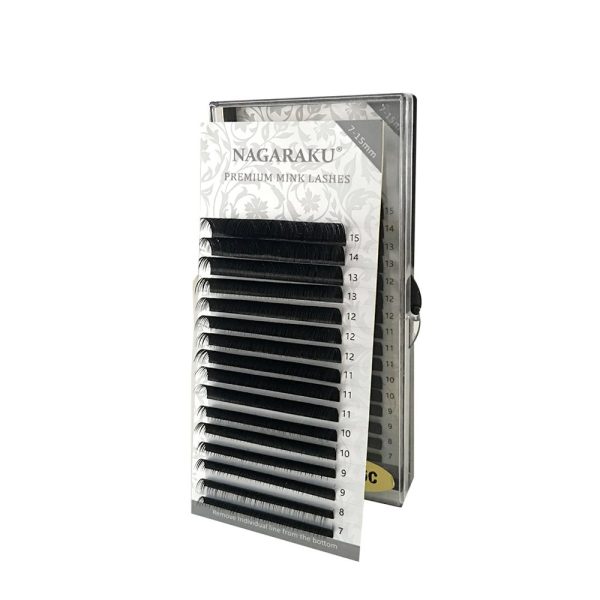 NAGARAKU Eyelash Extensions Individual Lashes 0.07mm D curl 7-15mm Mix Tray Classic Matte Black Soft Natural Faux Mink 16 rows