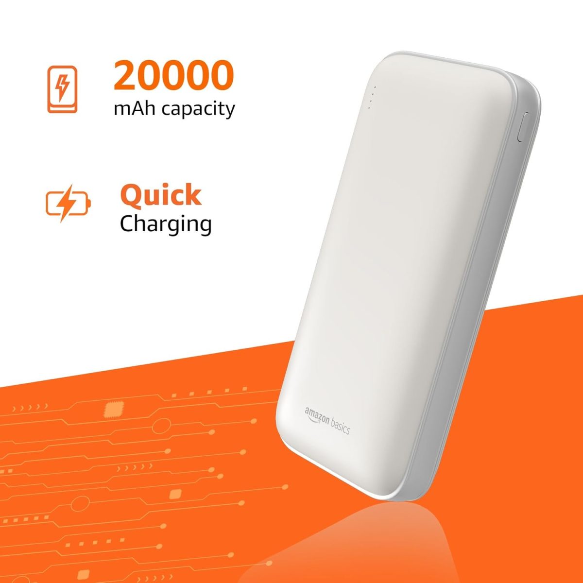 Amazon Basics 20000 mAh 22.5W Ultra Fast Charging Power Bank | Type C Power Delivery (Input & Output) | Quick Charge | Two-Way Fast Charging (White) - Image 2
