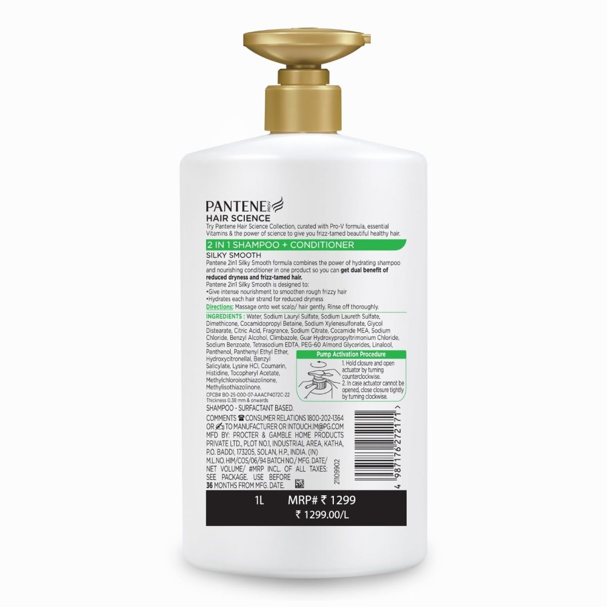 Pantene Advanced Hairfall Solution, 2in1 Anti-Hairfall Silky Smooth Shampoo & Conditioner for Women, 1L - Image 8