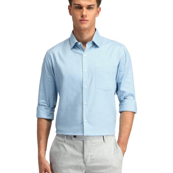 Arrow Men's Solid Full Sleeve Slim Fit Cutaway Collar Cotton Formal Shirt