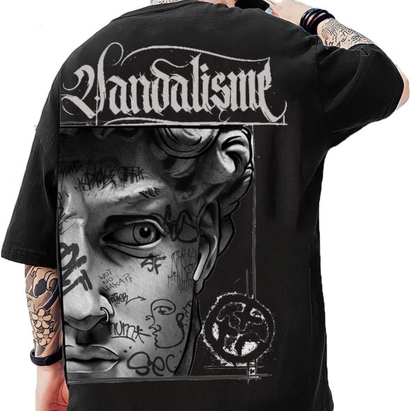 Men's Stylish Graphic Printed 3/4th Sleeve Oversized T-Shirt (Black)