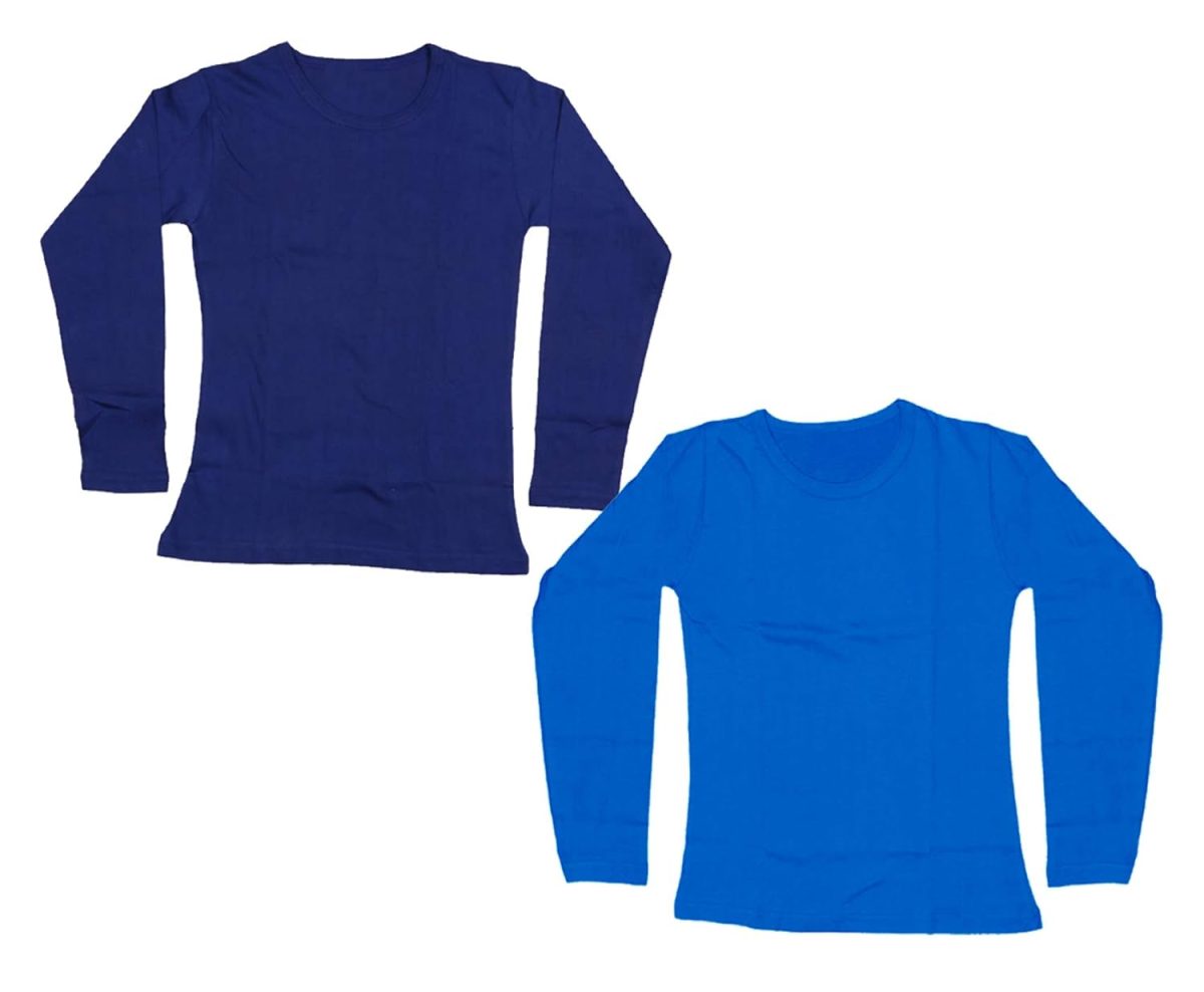 IndiWeaves Girls Cotton Full Sleeves Solid T-Shirts (10200-3935-iw_Multicolor_13-14 Years) Pack of 2