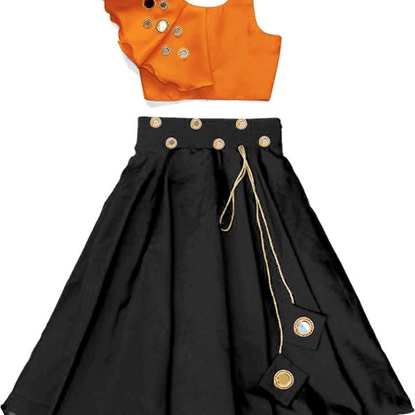 Shoryam Fashion Girl's Taffeta Silk Readymade Lehenga Choli