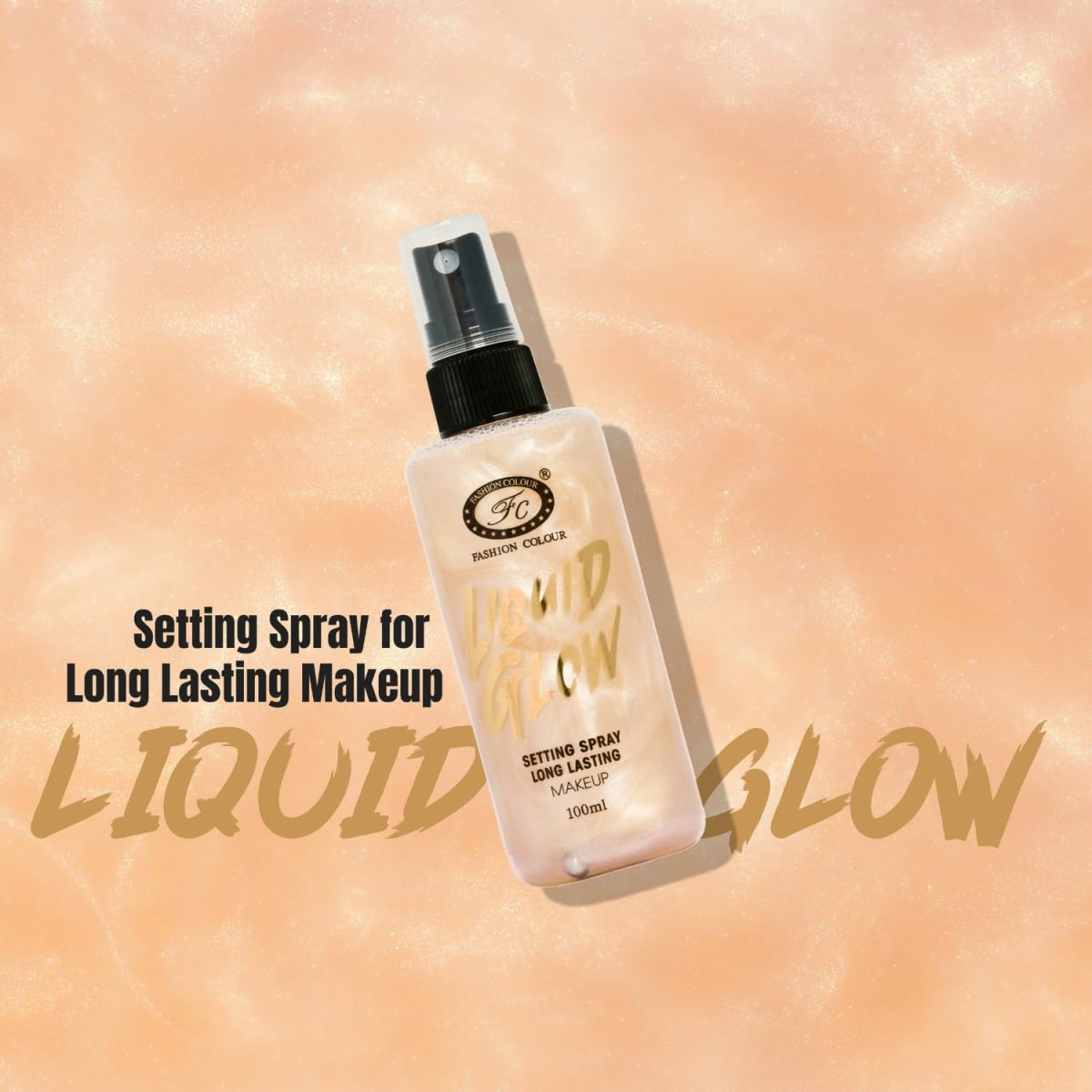 Fashion Colour Liquid Glow Setting Spray For Makeup Long Lasting | (GOLDEN, 100ml) - Image 2