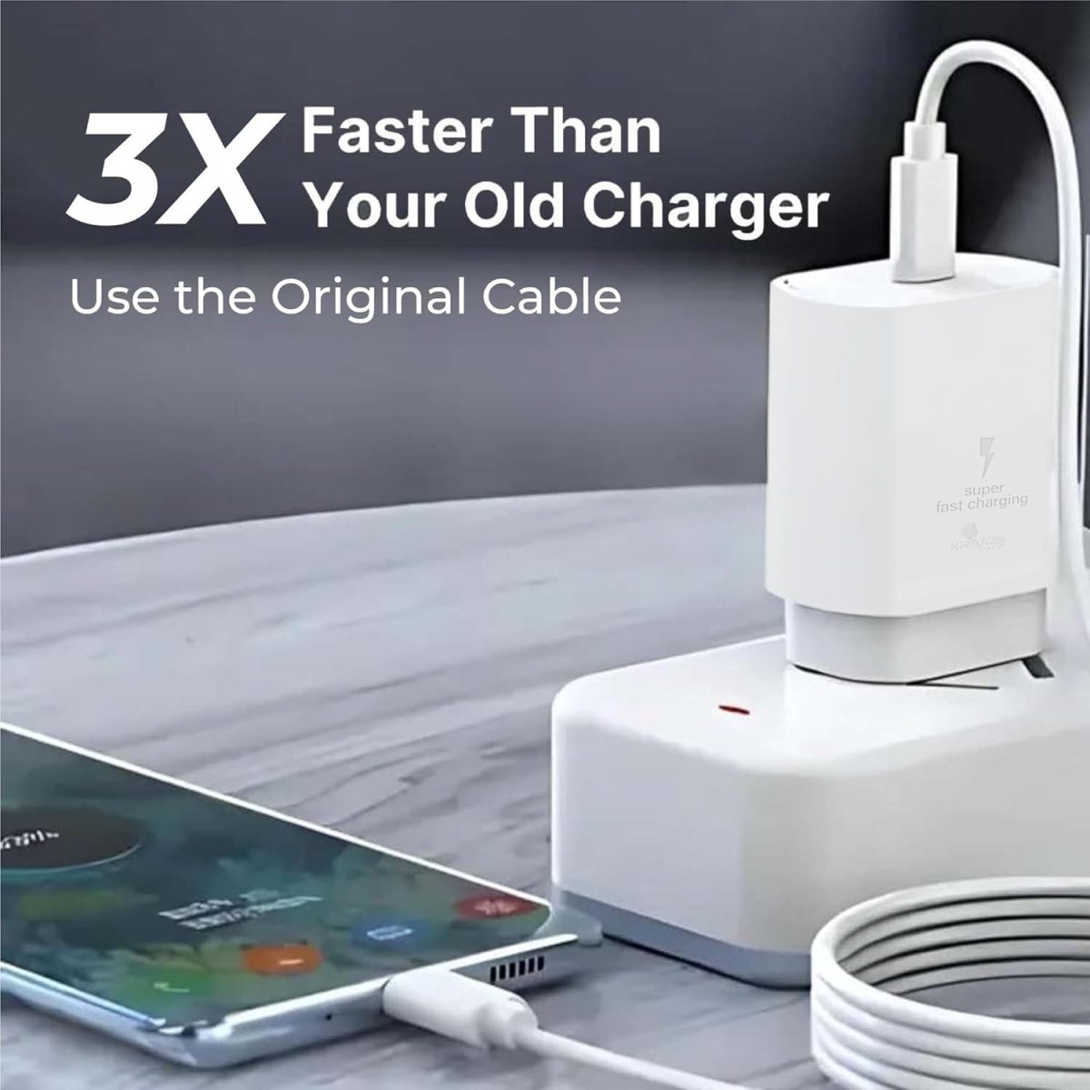 Kratos 25W Charger Adapter Compatible with Samsung Galaxy S/A/M/F/Z Series/S23/S22/S21/21 fe/S20/M14 5G/M34/M54/M53 5g/M33/M13/A34/A54 5G,F15/A15/A14/F14, for Samsung Charger Fast Charging,White - Image 10