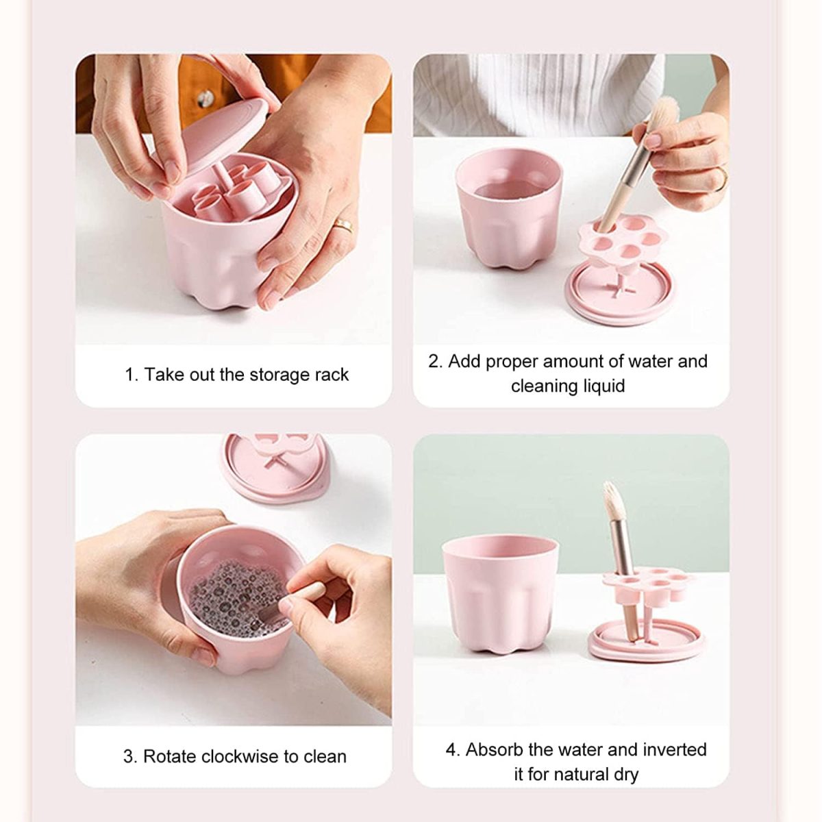 Agudo makeup brushes cleaning bowl watercolor painting brush washer and holder stand for drying makeup brush scrubber for girls women at home(multicolour/1pcs) - Image 3