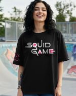 Bewakoof Official Squid Game Merchandise Women's 100% Cotton 220 GSM Typography Oversized Fit Half Sleeve Round Neck Cotton Jersey T-Shirt - Image 2