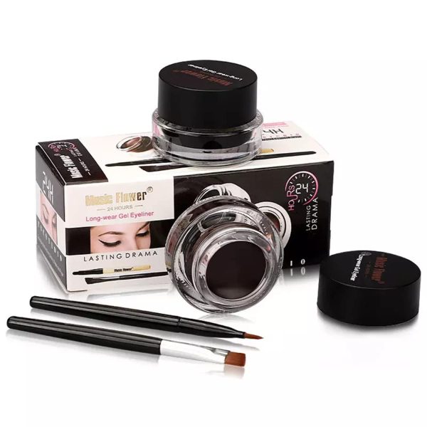 Glowhouse 2 In 1 Eyeliner Kajal Matte Finish Black & Brown With Eyelash Waterproof & Smudgeproof 24 Hr Long Lasting With 2 Makeup Brushes (Pack Of 2)