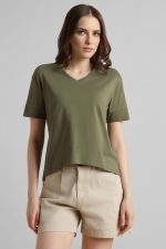 Van Heusen Women's Cotton Regular Fit Half Sleeve V-Neck Casual T-Shirt - Image 3