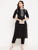 WineRed Women Wine Rayon Embroidered Kurta and Pant Set - Image 3