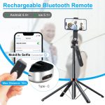 Celfiexpt 71-inch Selfie Stick Tripod 360 Degree Rotation Rechargeable Remote Quadripod Stand Gimbal Handle for Mobile Phone Camera Gopro 360° Panoramic Shooting Vlogging Live Stream - Image 3