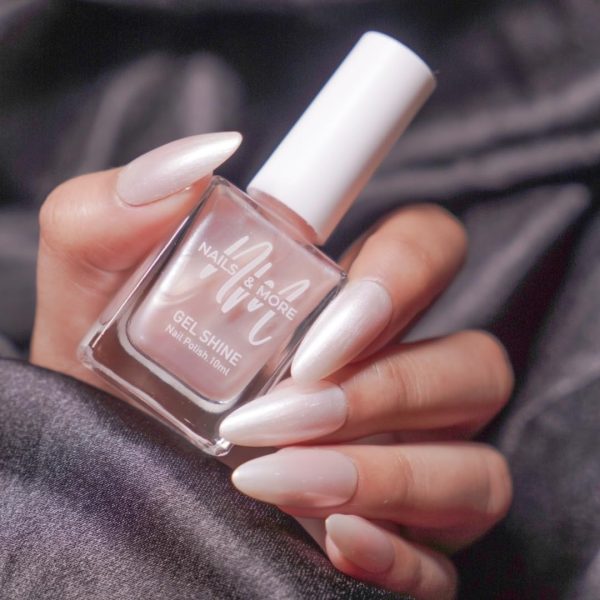 NM NAILS & MORE Argan Oil Infused Gel Shine Nail Polish Long-Lasting Quick-Dry Formula Chip Resistant High Shine Enamel For Women Vegan Cruelty Free Toxin Free(13 Metallic Finish Pearl)10 Milliliters
