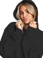 LEOTUDE Women's Oversized Loopknit Drop Shoulder Hooded Neck Sweatshirt || Women Winter wear - Image 3