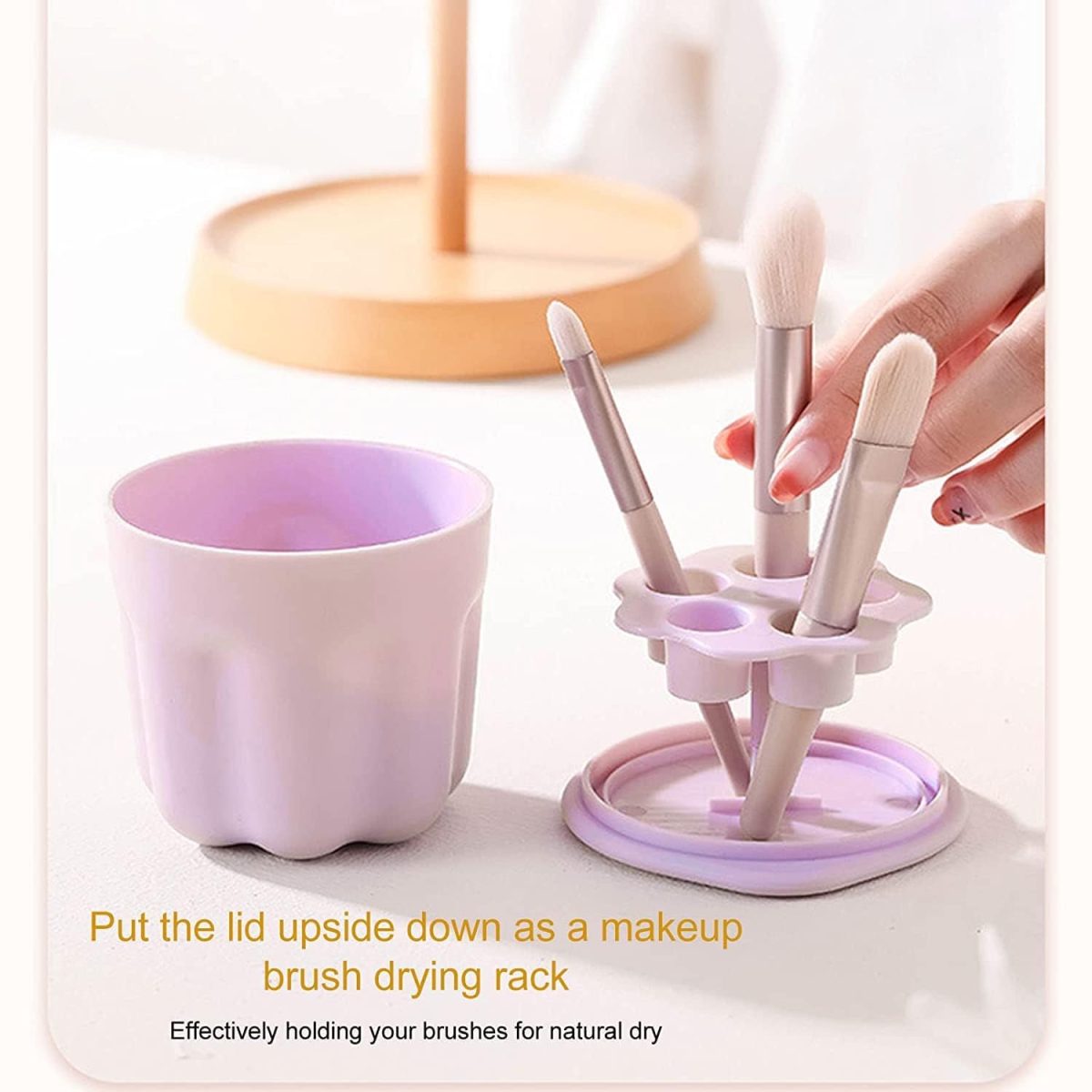 Agudo makeup brushes cleaning bowl watercolor painting brush washer and holder stand for drying makeup brush scrubber for girls women at home(multicolour/1pcs) - Image 5