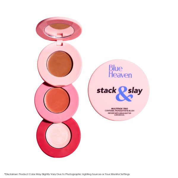 Blue Heaven Stack & Slay Multi Task Trio Countor, Blush & Highlighter For Face Makeup Fights Skin Aging, Nourishing & Moisturizing, Sunshine Light 5.4g