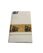 SKT Shree Kalaivani textile Women's Kasavu Cotton Saree With Blouse Piece