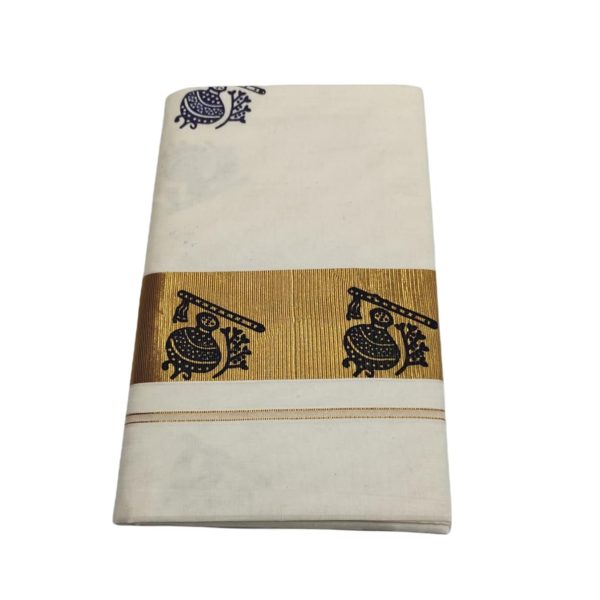 SKT Shree Kalaivani textile Women's Kasavu Cotton Saree With Blouse Piece
