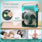 Drumstone 𝟏𝟓-𝐘𝐞𝐚𝐫 𝐖𝐚𝐫𝐫𝐚𝐧𝐭𝐲 -Desk Cooler Fan with 7 Color LED Light and 600ml Water Tank for Efficient Personal Cooling Anywhere | 1500mAh Battery with Up to 2 Hours Backup | Green - Image 2