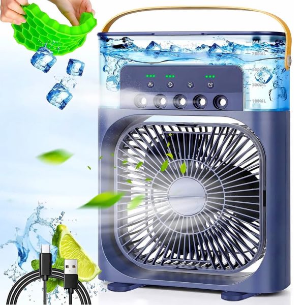 Drumstone 𝟏𝟓 𝐘𝐞𝐚𝐫𝐬 𝐖𝐚𝐫𝐫𝐚𝐧𝐭𝐲 Mini Air Cooler, Portable Air Conditioner Fan with 3 Wind Speeds & Spray Modes, Personal Desk Cooler, Adjustable Timer, LED Light_Multicolor