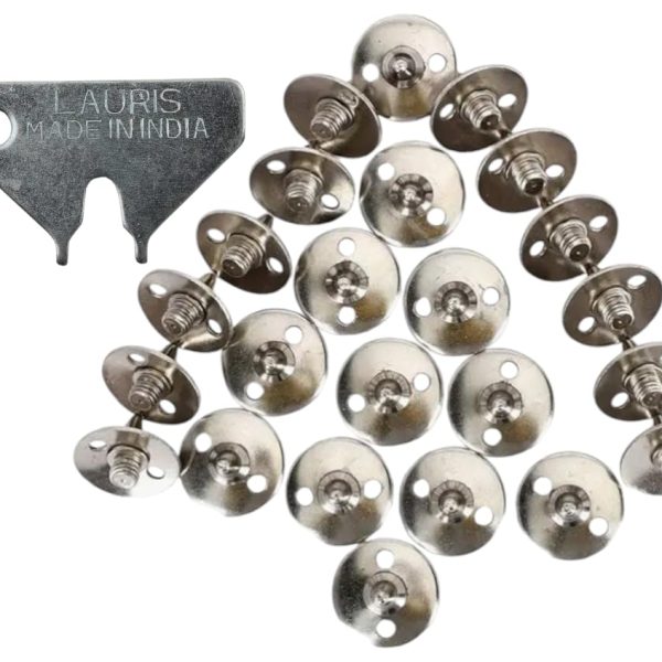 Lauris Cricket Shoe Spare Spikes Mens Full Metal Replaceable Nails | Pack of 22 Pieces Metal Tighter Key | For Cricket Shoes Shoe Replacement Nails, Silver, 8 mm