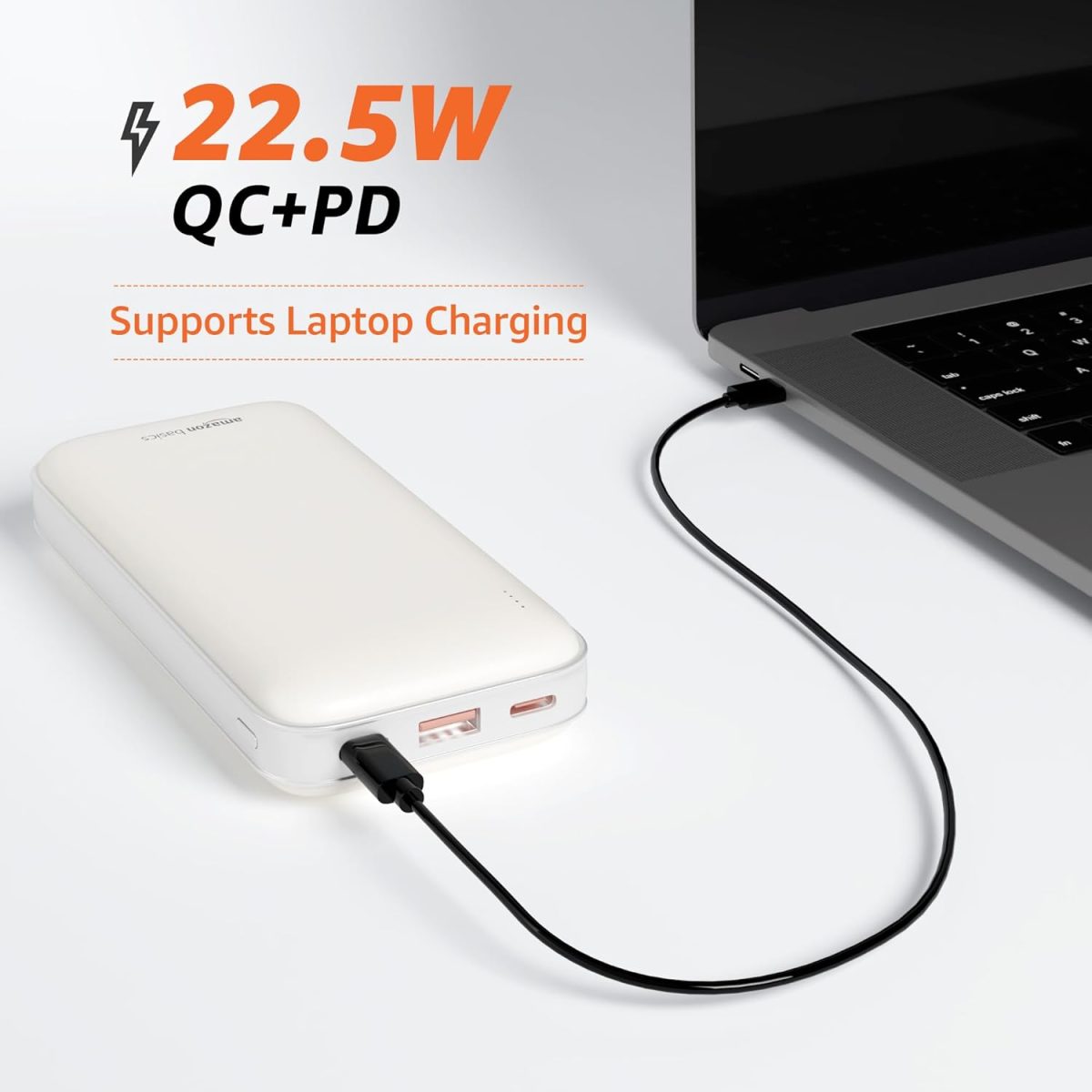 Amazon Basics 20000 mAh 22.5W Ultra Fast Charging Power Bank | Type C Power Delivery (Input & Output) | Quick Charge | Two-Way Fast Charging (White) - Image 3