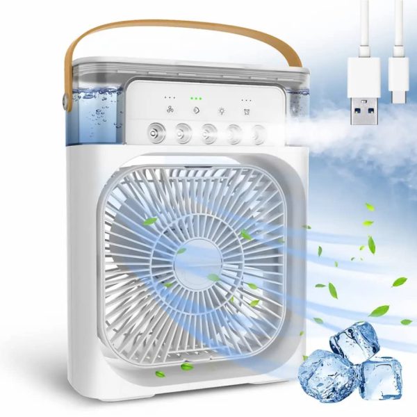 Portable Mini Cooler Fan for Room Cooling,Mini cooler ac portable air conditioners with 7 Colors LED Light, 1/2/3 H Timer, 3 Wind Speeds and 3 Spray Modes for Office, Home, Dorm, Travel
